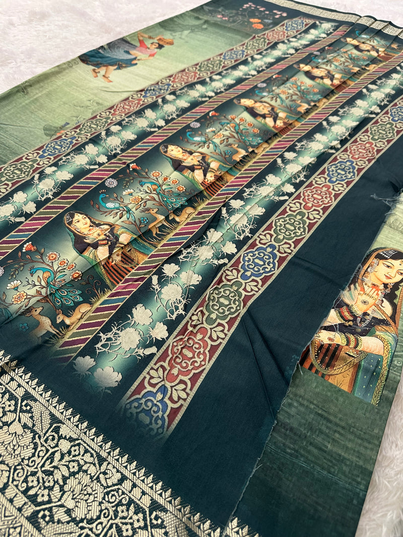 Kalamkari Printed Crape-JU14