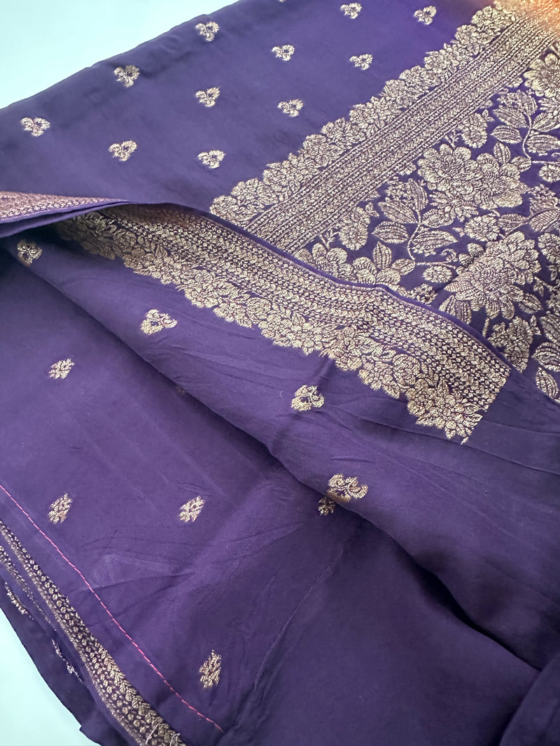 Dyed Crape Saree weaving, Butta, and weaving border🌹-AU2