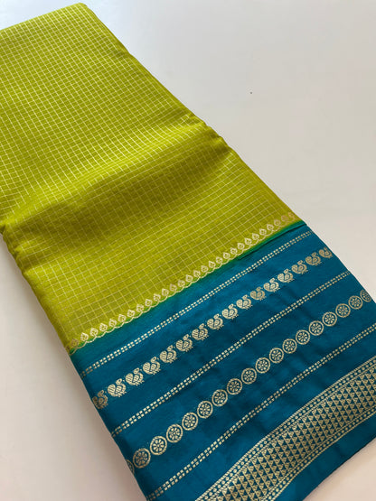 Crape Banarasi Checks Contrast