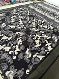 Black and White Tussar Printed Saree- JU28