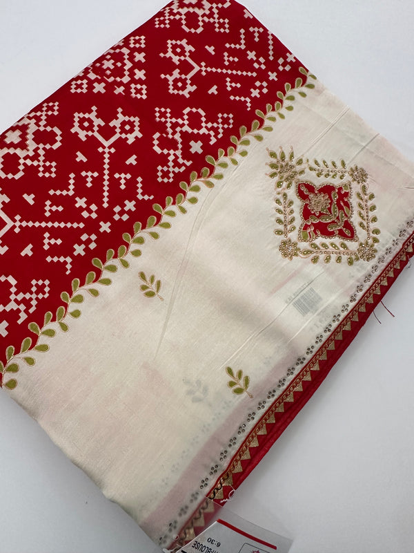 Patola Stone Work Fancy Saree-J30