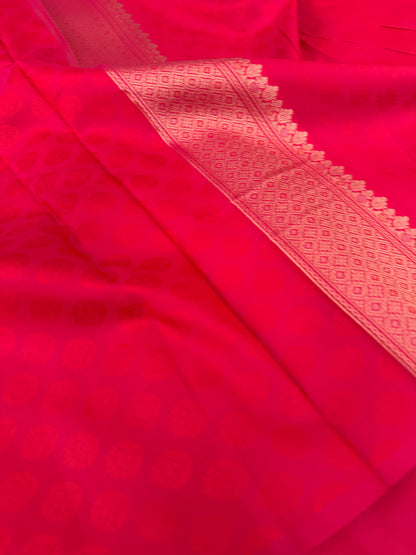 Rani Pink Soft Kanjeevaram Styles Zari Designer Saree