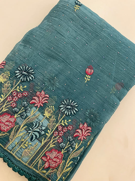 Organza Fancy Saree Embroidery