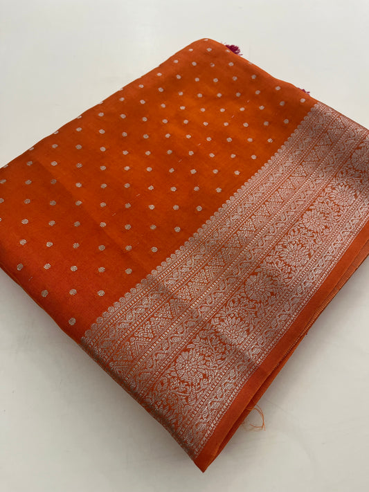 Banarsi Crape Silver Butties