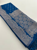 Venkatagiri fancy soft Linen Cotton sarees with self blouse and fancy Border and Butties all over 🌹-AU9