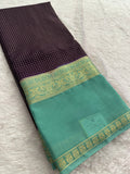 Crepe Silk Sarees in Gold weaving and Big Bentex Border,, comes in checkered pattern and contrast blouse piece 🌹