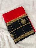 Semi Crepe Silk Saree - Red x Black (J29)