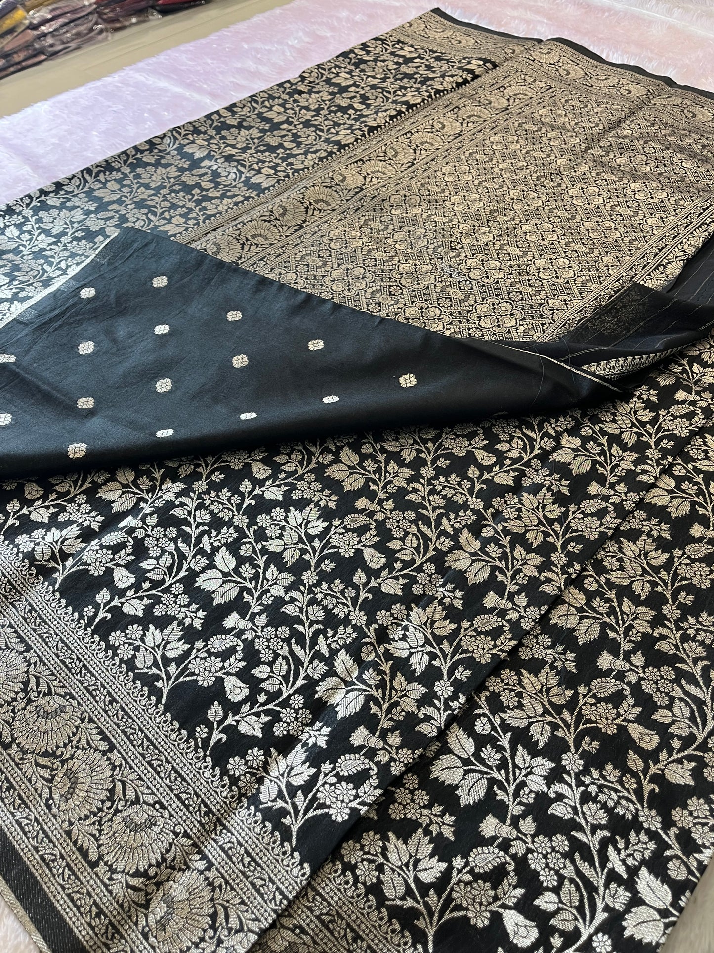 Tussar Silver Brocade
