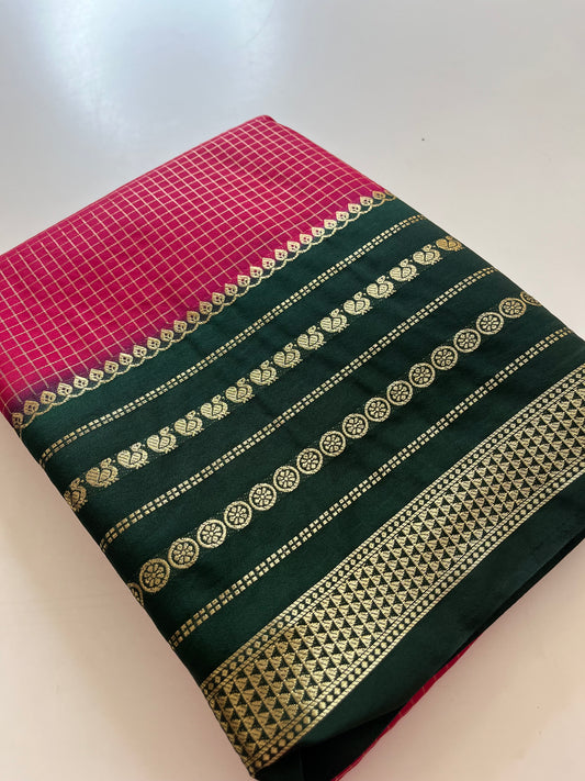 Crape Banarasi Checks Contrast