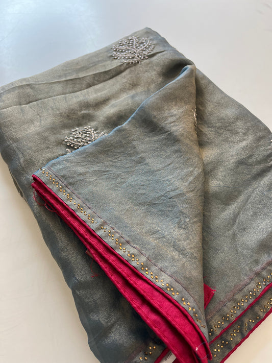 Laser Chiffon Work Saree