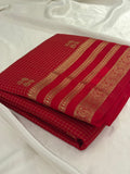 Red Semi Mysore Silk Checks Saree with Butta - AU13