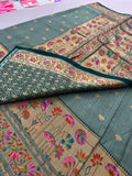 Pista Green Pure Tussar Paithani Designer Saree - AU12