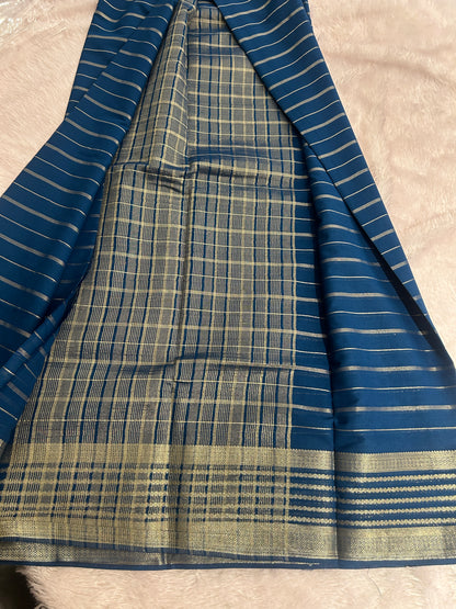 Striped All Self Semi Mysore Silk