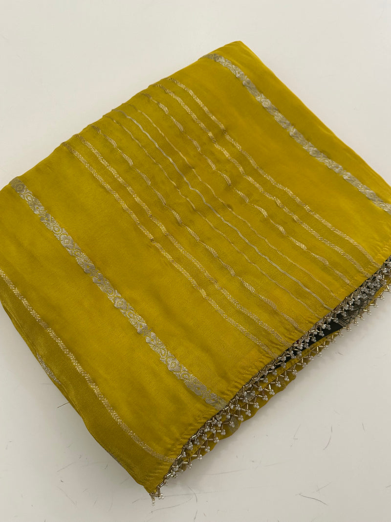Cut Dana Work Border Chinnon Saree -AU6