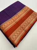 Banarsi Viscose Sarees in contrast border and contrast blouse piece comes in checkered pattern 🌹- AU-17
