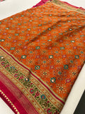 Crush Patola Bandhini Saree – Orange X Pink AU24