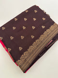 Dyed Crape Saree weaving, Butta, and weaving border🌹-AU2