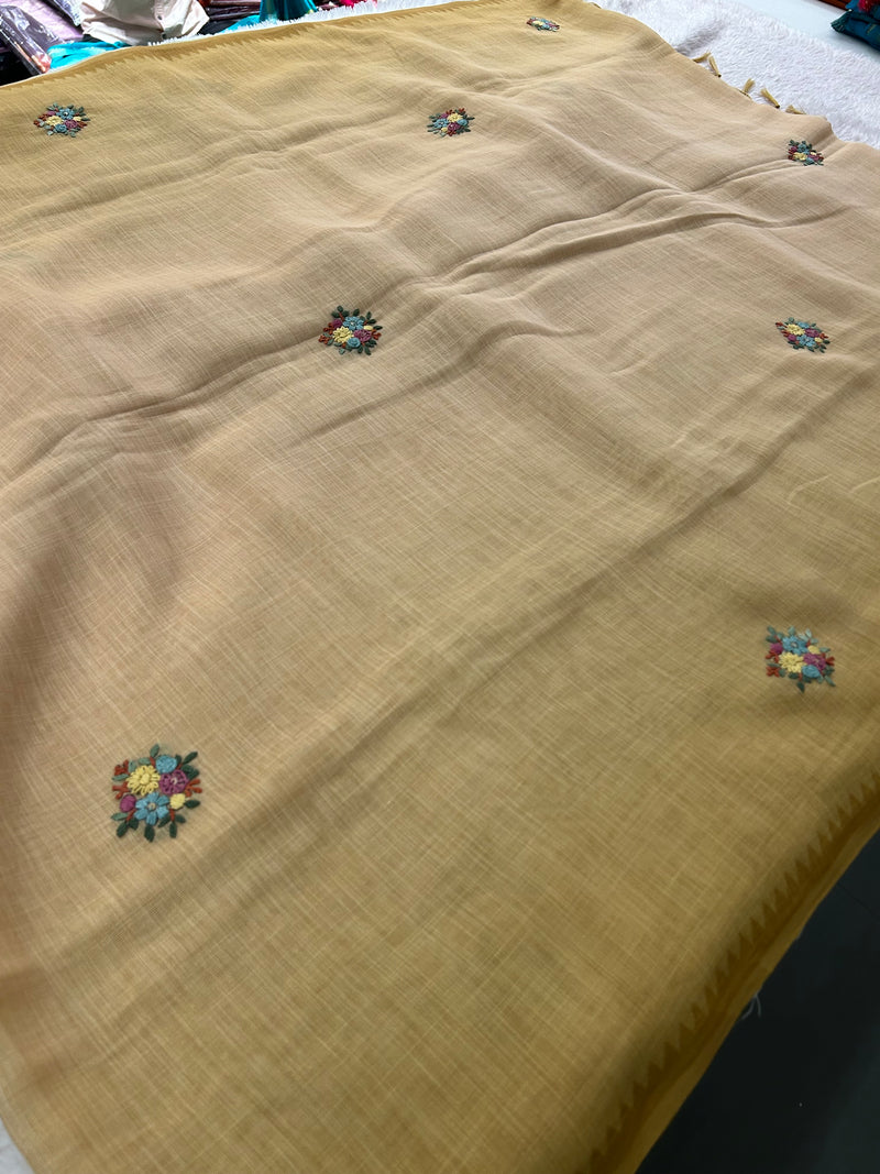 Linen Knot Work Fancy Saree-M15