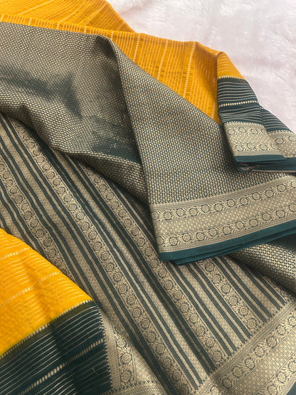 Striped Contrast Semi Mysore Silk