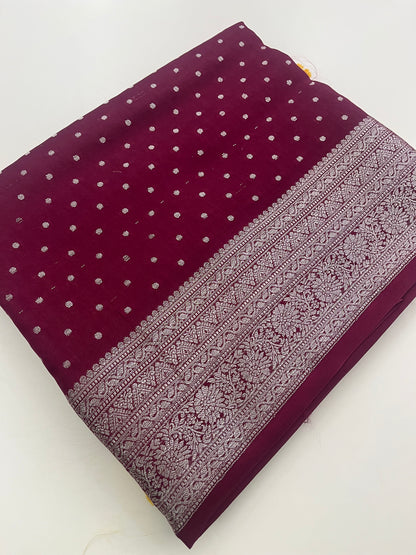 Banarsi Crape Silver Butties