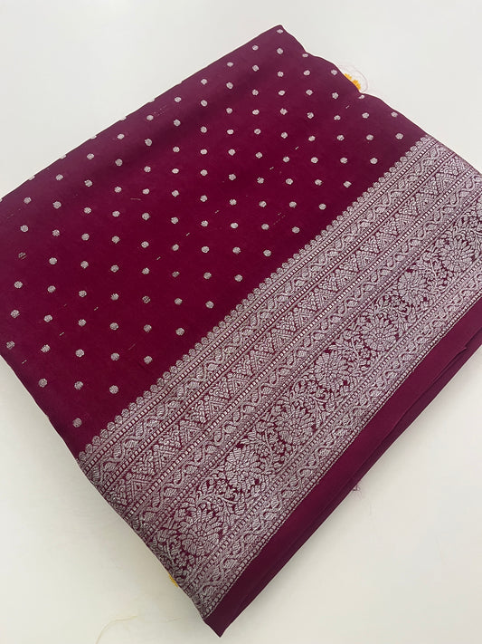 Banarsi Crape Silver Butties