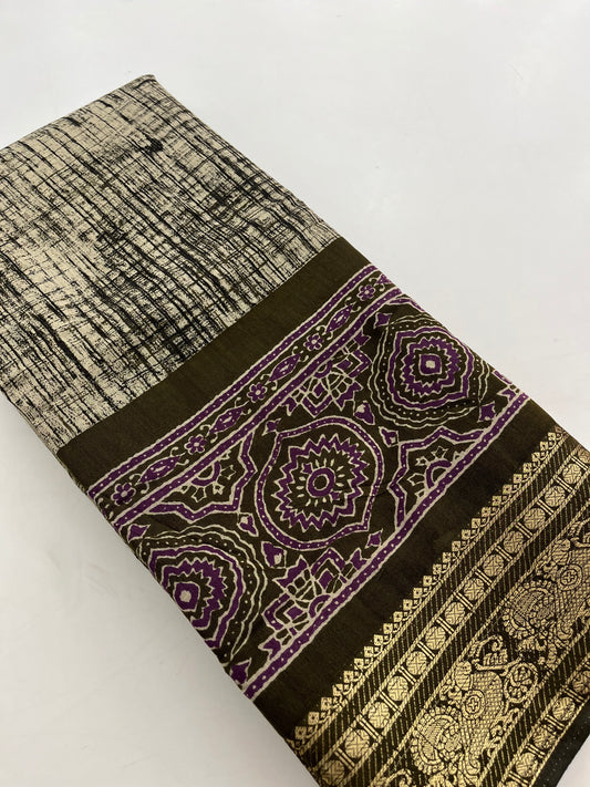 Bagru print fancy saree