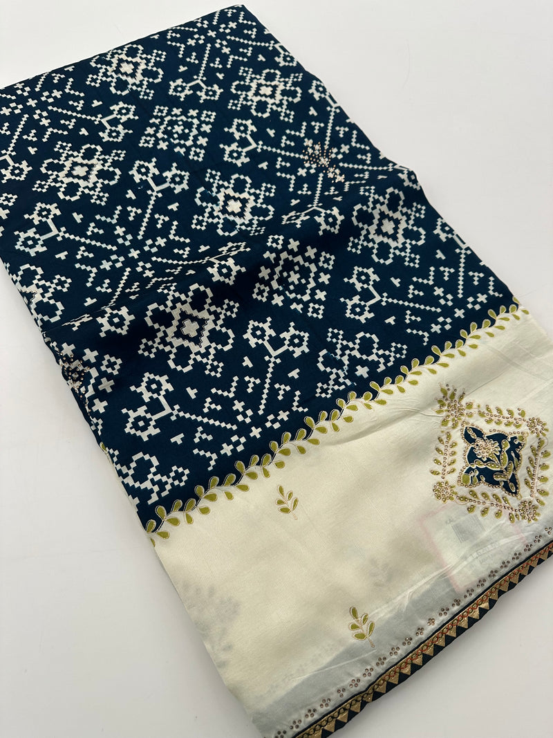 Patola Stone Work Fancy Saree-J30