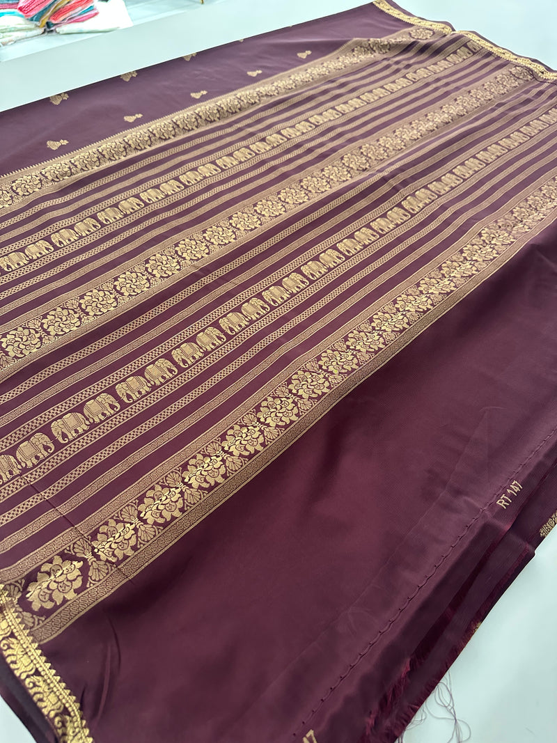 Semi Mysore Silk Small Border Jhumki Buttas - Wine - AU27
