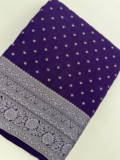 Ju9 Banarasi Crepe Silver