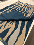 Peacock Blue Designer Chinnon Silk Saree – Zigzag Design AU24