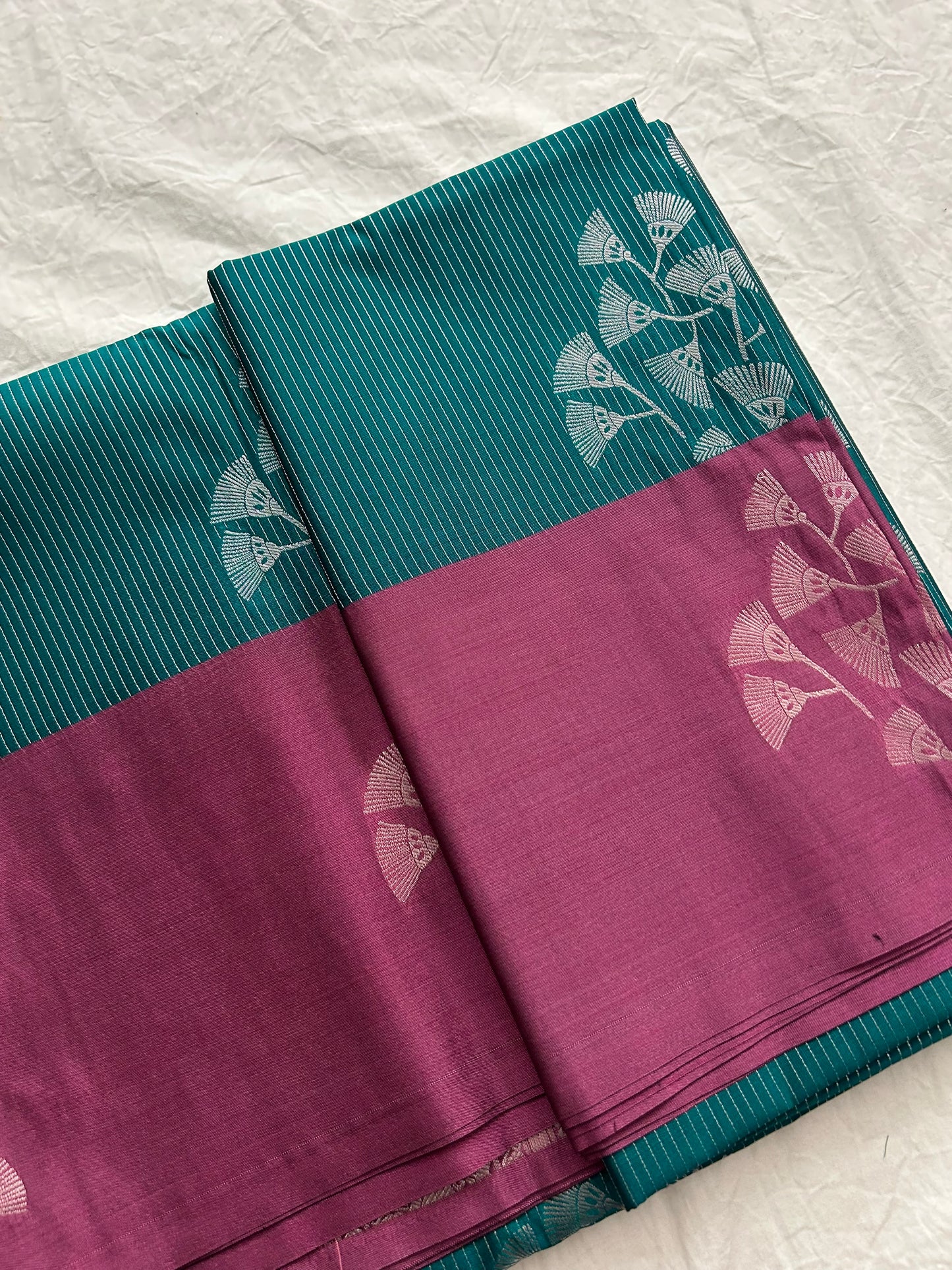 Ananta semi silk saree-Teal blue X Magenta