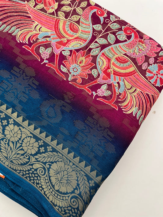 Kalamkari Linen Chiffon