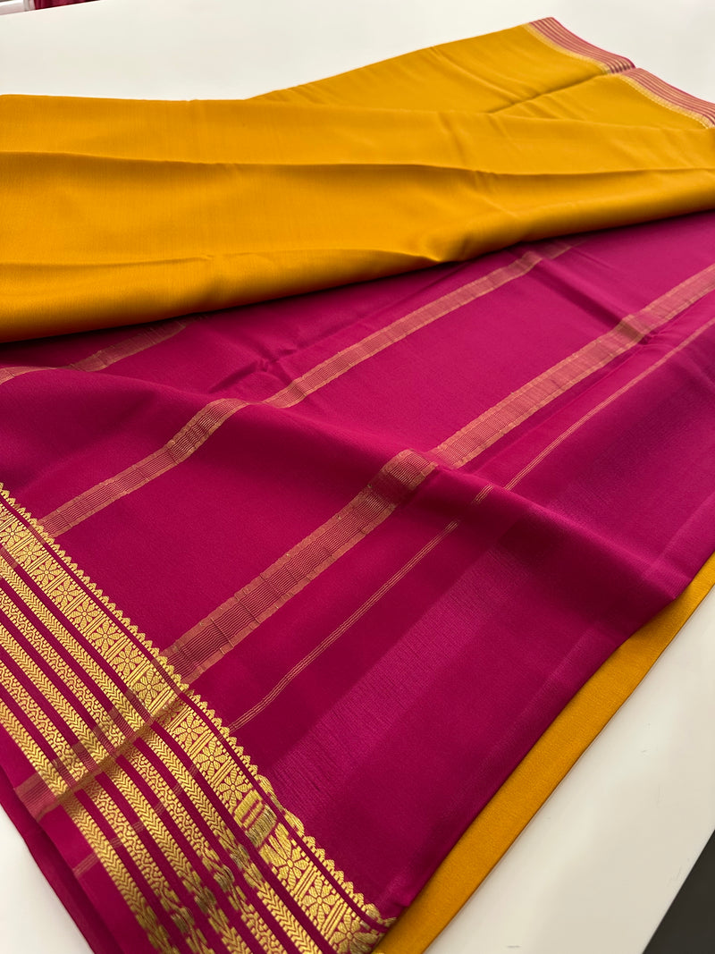 80GSM Pure Mysore Crape Silk Sarees-AU4