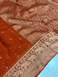 Laser Chiffon Saree Rust Orange Shade- JU17