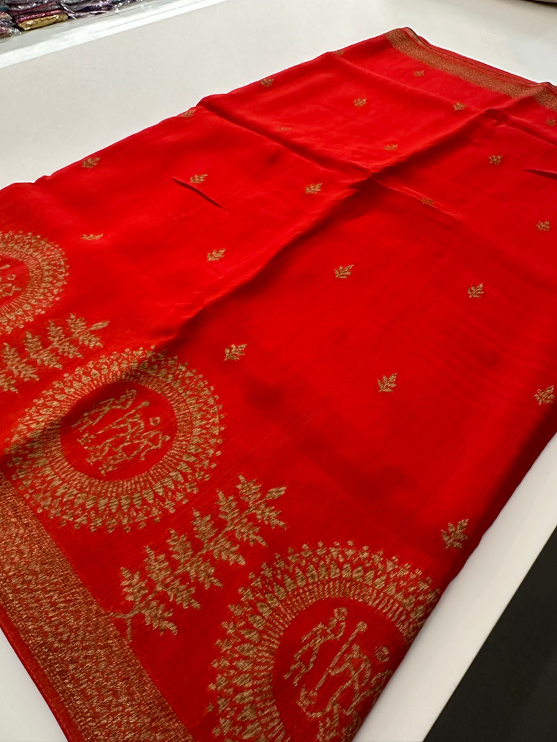 Jute Tussar Designer Sarees beautiful colour combinations🌹-AU9