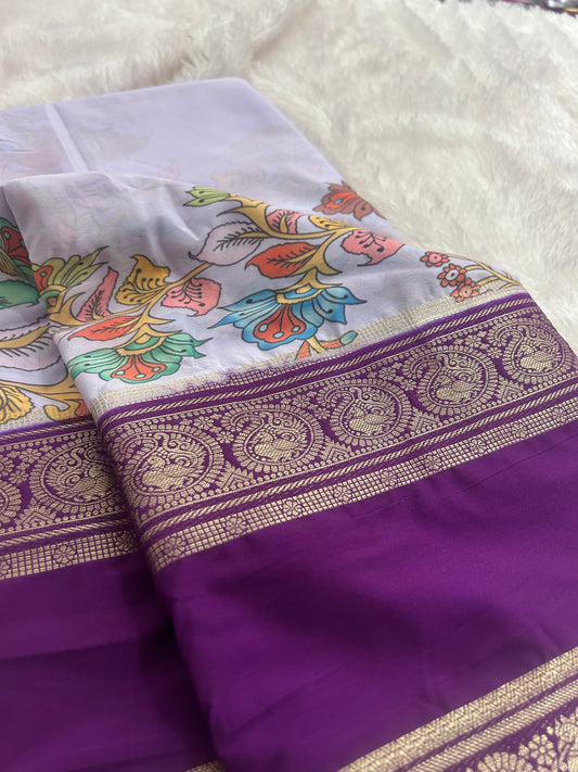 Floral Printed Semi Mysore Silk
