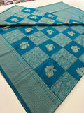 🌹Banarsi Crape Fancy Sarees On Rich Pallu Designs and Self Blouse On it. 🌹 JU27