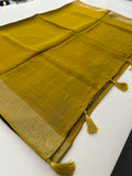 Mustard Yellow Banarsi Crepe Silk Designer Saree AU26