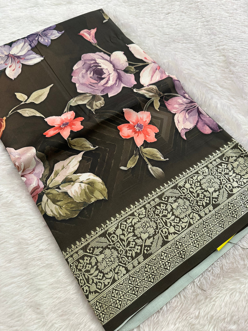 Kalamkari Printed Crape-JU14