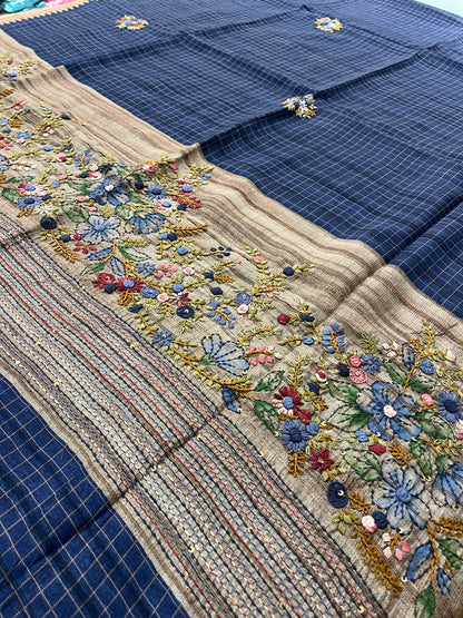 Linen Tussar designer saree