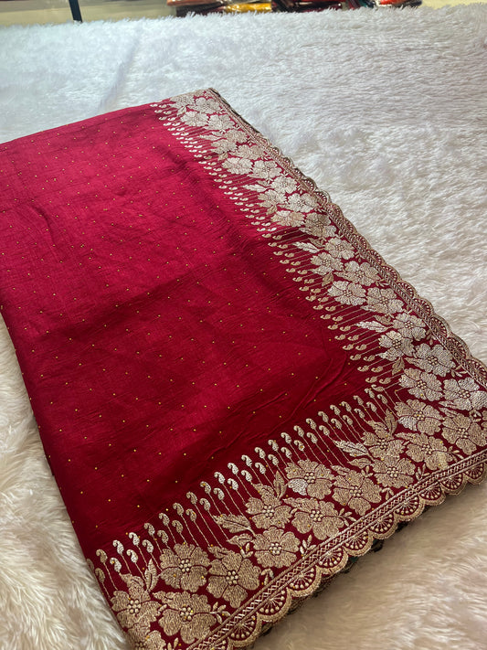 Scallop borde Fancy saree