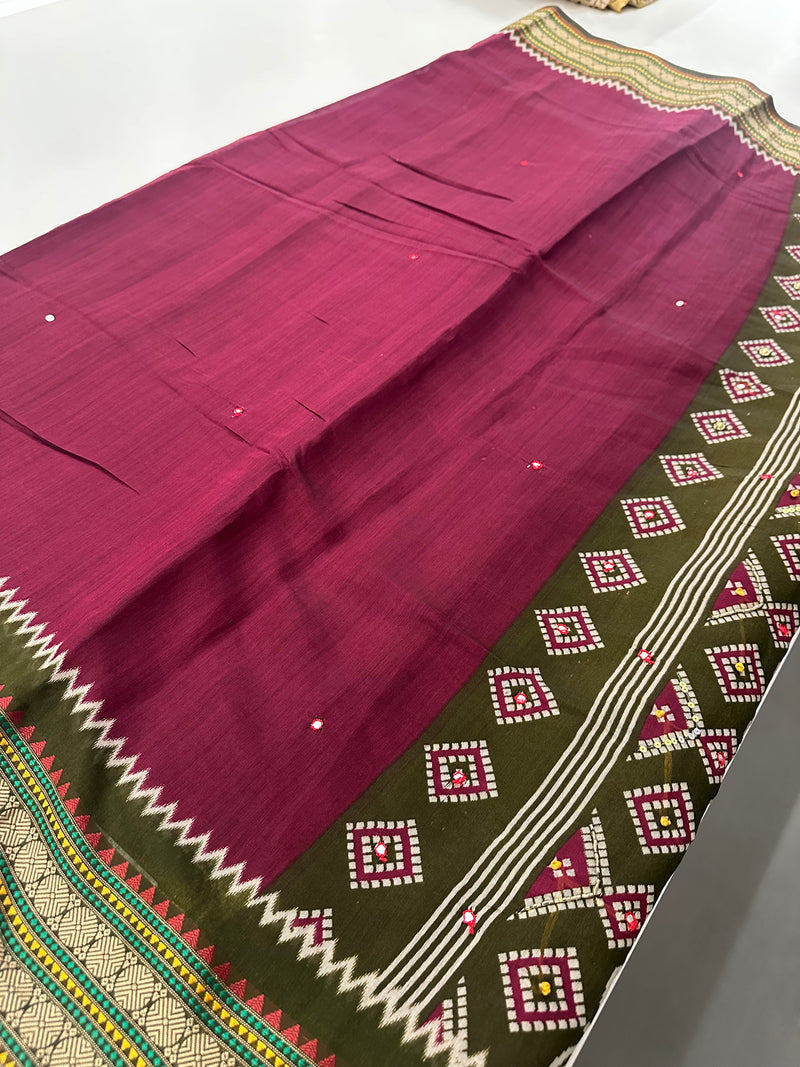Premium Designer Chanderi Mul Fabric With Designer Border and Weaving Pallu with Tassels❤️❤️-J23