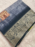 Kalamkari Printed Crape-JU14