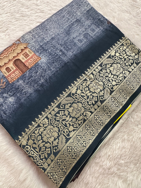 Kalamkari Printed Crape-JU14
