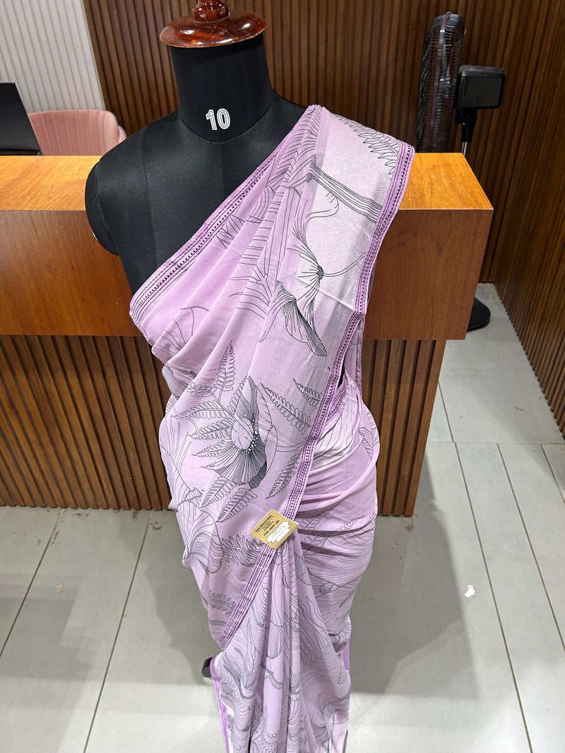 Premium daily wear printed chiffon sarees 🌹 JU26