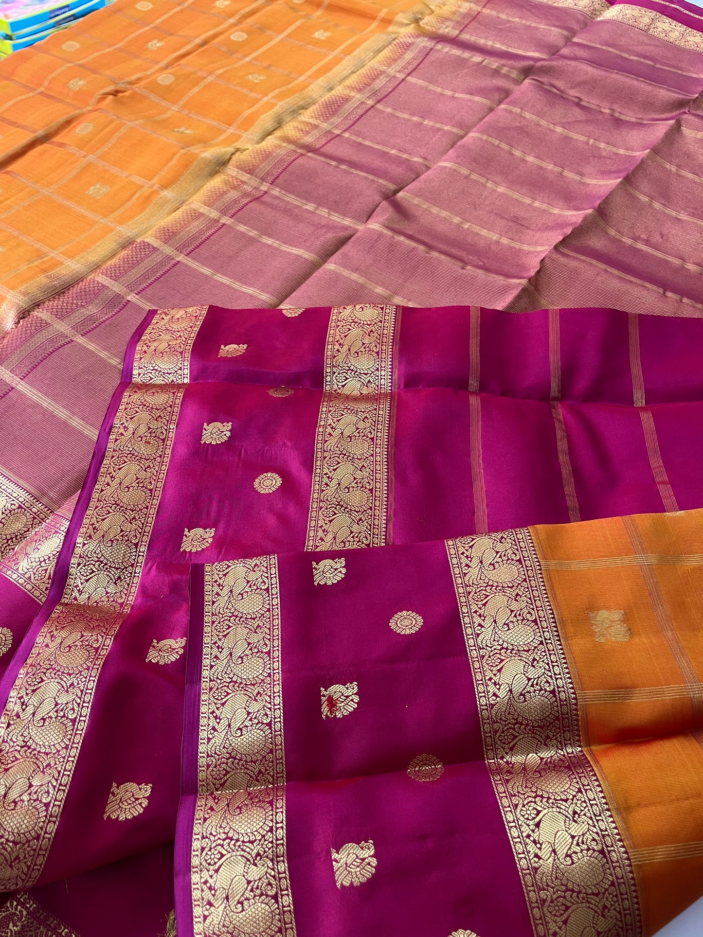 Kanchipuram Silk Sarees Honey X Pink