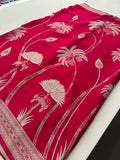 Pure Banarsi Crepe Silk Saree,, silver and gold weaving all over 🌹-AU15