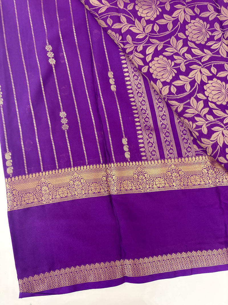 PURPLE STRIPE SEMI CREPE SILK SAREE-J17