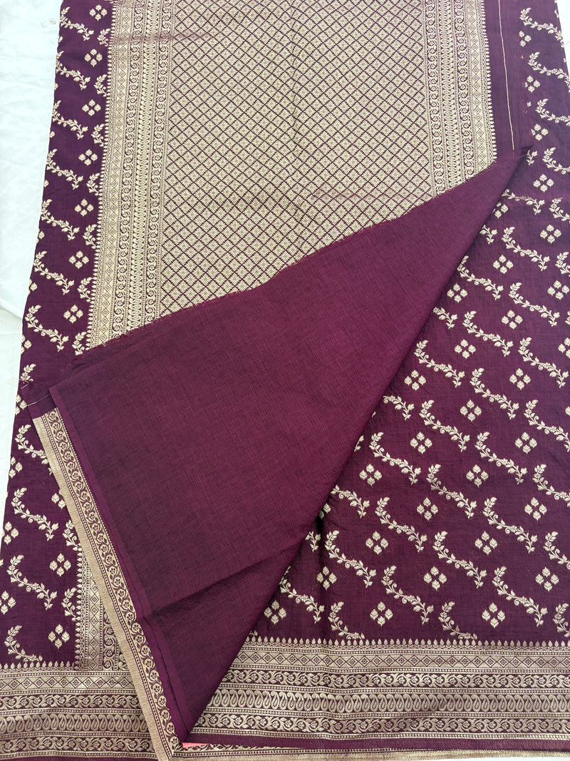 Rust Heritage Linen Designer Saree with Butta Design 🌹-AU2