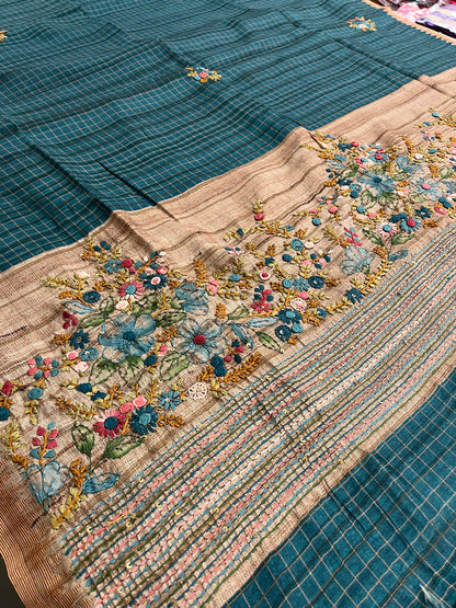 Linen Tussar designer saree